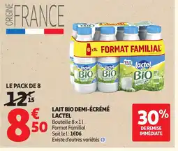 Auchan LACTEL Lait bio demi-écrémé offre