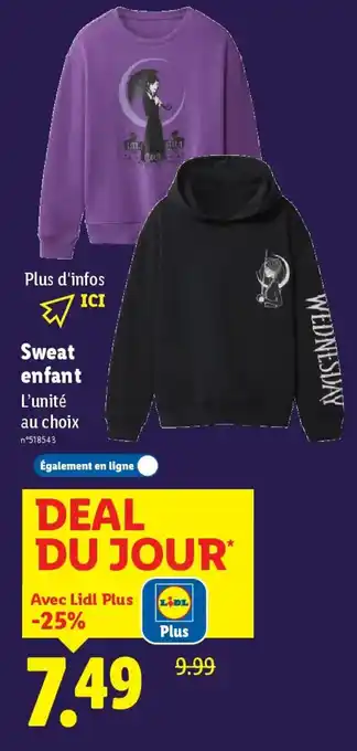 Lidl Sweat enfant offre
