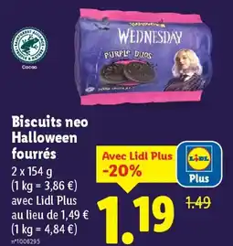 Lidl Biscuits neo Halloween fourrés offre