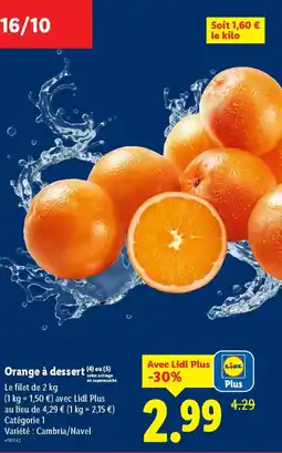 Lidl Orange à dessert offre