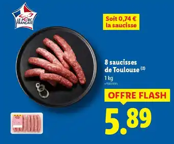 Lidl 8 saucisses de Toulouse offre