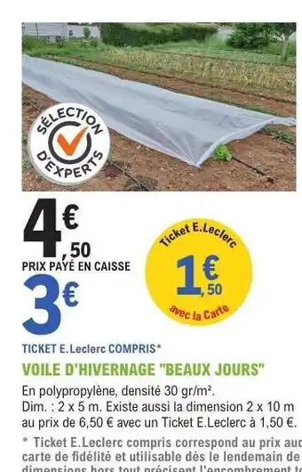 E.Leclerc Voile d'hivernage 'Beaux Jours' offre