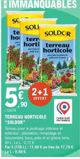 E.Leclerc TERREAU HORTICOLE SOLDOR offre