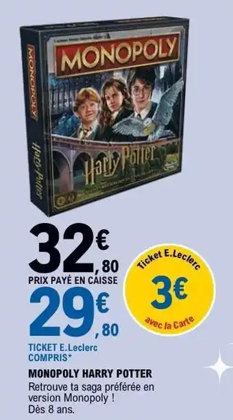E.Leclerc Monopoly Harry Potter offre
