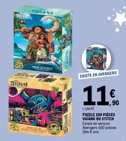 E.Leclerc PUZZLE 200 PIÈCES VAIANA OU STITCH offre