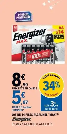 E.Leclerc LOT DE 14 PILES ALCALINES MAX offre