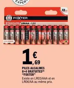E.Leclerc Piles Alcalines 8+4 Gratuites 'Foxter' offre