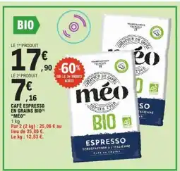 E.Leclerc CAFÉ ESPRESSO EN GRAINS BIO MÉO offre