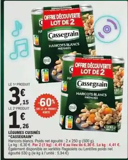 E.Leclerc Cassegrain Haricots Blancs Préparés offre