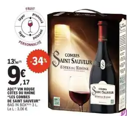 E.Leclerc AOC VIN ROUGE CÔTES DU RHÔNE LES COMBES DE SAINT SAUVEUR offre
