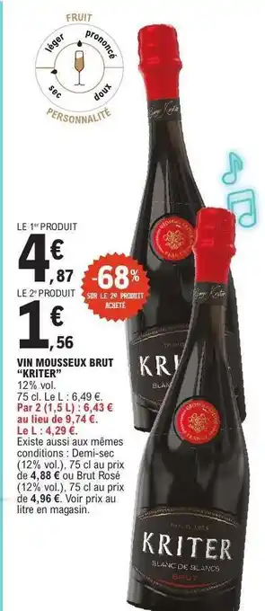 E.Leclerc VIN MOUSSEUX BRUT KRITER offre
