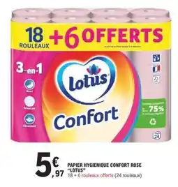 E.Leclerc PAPIER HYGIENIQUE CONFORT ROSE LOTUS offre