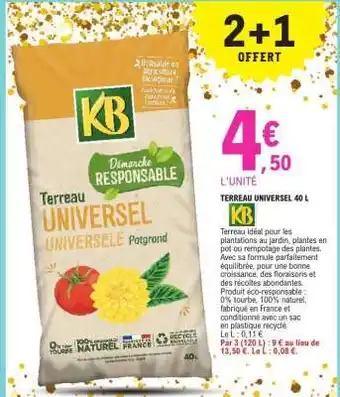 E.Leclerc TERREAU UNIVERSEL 40 L offre