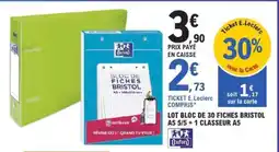 E.Leclerc LOT BLOC DE 30 FICHES BRISTOL A5 5/5 + 1 CLASSEUR A5 offre