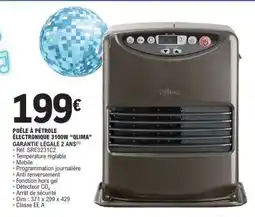 E.Leclerc POÊLE À PÉTROLE ÉLECTRONIQUE 3100W “QLIMA” offre