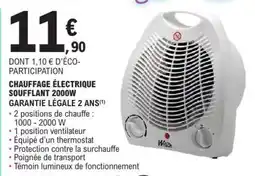 E.Leclerc Chauffage électrique soufflant 2000W offre