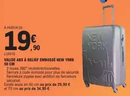 E.Leclerc VALISE ABS À RELIEF EMBOSSÉ NEW YORK 50 CM offre