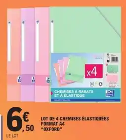 E.Leclerc LOT DE 4 CHEMISES ÉLASTIQUÉES FORMAT A4 “OXFORD” offre