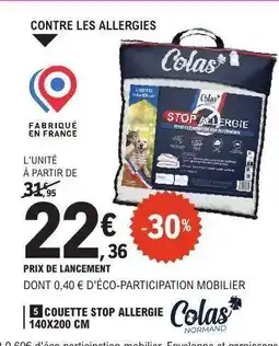 E.Leclerc COUETTE STOP ALLERGIE 140X200 CM offre