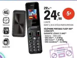 E.Leclerc TÉLÉPHONE PORTABLE FLEEP 450 offre