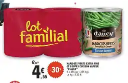 E.Leclerc HARICOTS VERTS EXTRA FINS ET COUPÉS CUISSON VAPEUR D'AUCY offre