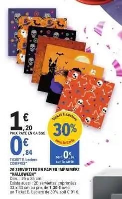 E.Leclerc 20 SERVIETTES EN PAPIER IMPRIMÉES 'HALLOWEEN' offre