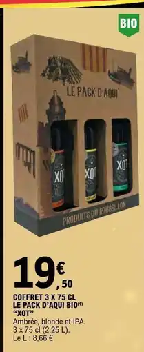 E.Leclerc COFFRET 3 x 75 CL LE PACK D'AQUI BIO offre