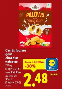 Lidl Carrés fourrés chocolat noisette offre