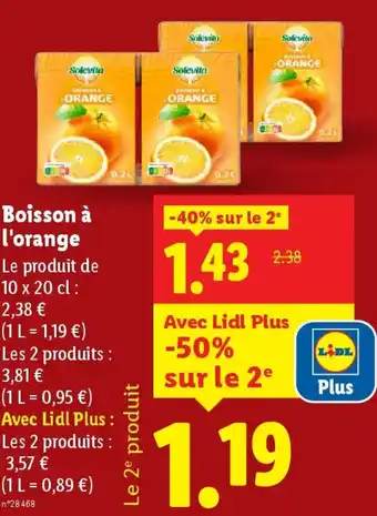 Lidl SOLEVITA Boisson à l'orange offre