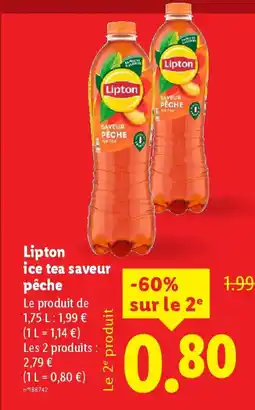 Lidl LIPTON ice tea saveur pêche offre
