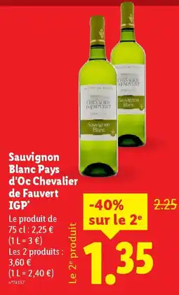 Lidl Sauvignon Blanc Pays d'Oc Chevalier de Fauvert offre
