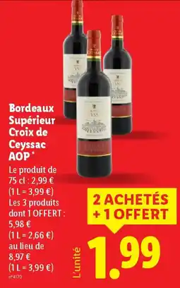 Lidl Bordeaux Supérieur Croix de Ceyssac AOP offre
