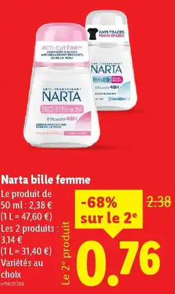 Lidl NARTA bille femme offre