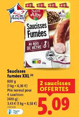 Lidl Saucisses fumées XXL offre
