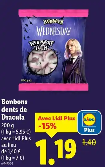 Lidl HALLOWEEN Bonbons dents de Dracula offre