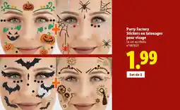 Lidl Party Factory Stickers ou tatouages pour visage offre