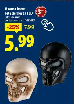 Lidl Livarno home Tête de mort à LED offre