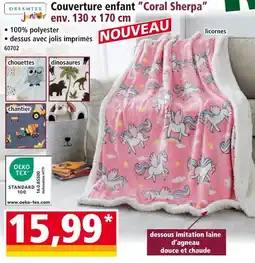 Norma Dreamtex Couverture enfant Coral Sherpa offre