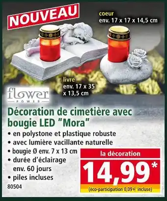Norma Flower Power Décoration de cimetière avec bougie LED Mora offre