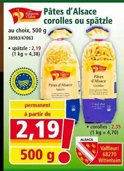 Norma Les Régions à Table Pâtes d'Alsace Spätzle offre