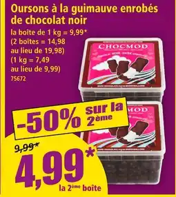 Norma Chocmod Oursons à la guimauve enrobés de chocolat noir offre