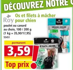 Norma Roy Os et filets à mâcher pour chien poulet offre