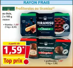 Norma VILLA GUSTO Profiteroles ou tiramisu(c) offre