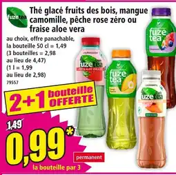 Norma Fuze Tea Thé glacé fruits des bois, mangue camomille, pêche rose zéro ou fraise aloe vera offre