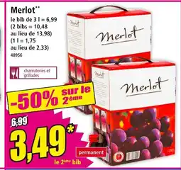 Norma Merlot Bib de vin rouge offre