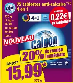 Norma Calgon 75 tablettes anti-calcaire 4 en 1 offre