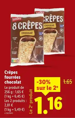 Lidl Sondey Crêpes fourrées chocolat offre
