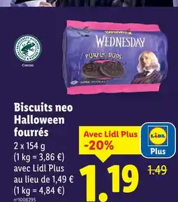 Lidl Biscuits neo Halloween fourrés Purple Duos offre