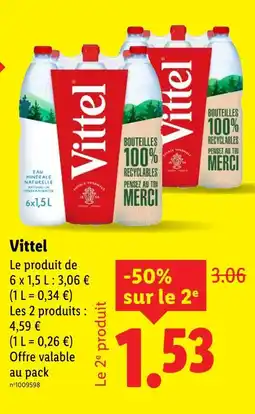 Lidl Vittel Eau Minérale Naturelle offre