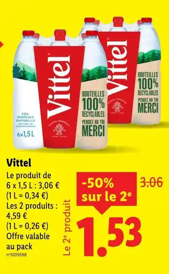 Lidl Vittel Eau Minérale Naturelle offre